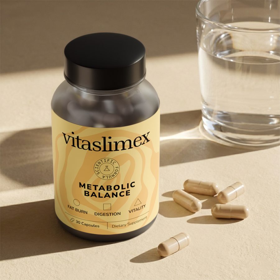 VitaSlimEx Kapseln mit einem Glas Wasser